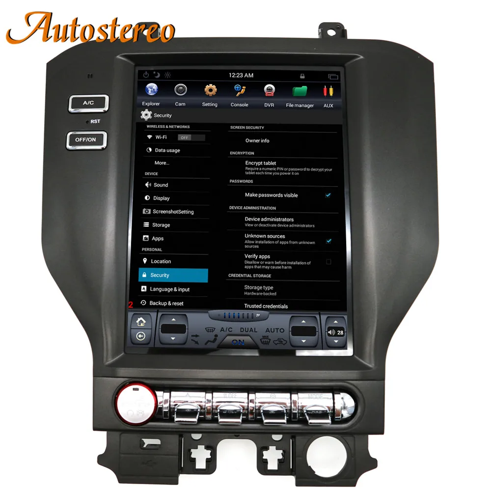 Discount Android 7 Tesla style Car GPS Navigation For Ford Mustang 2015+ stereo headunit multimedia radio tape recorder IPS No DVD player 10