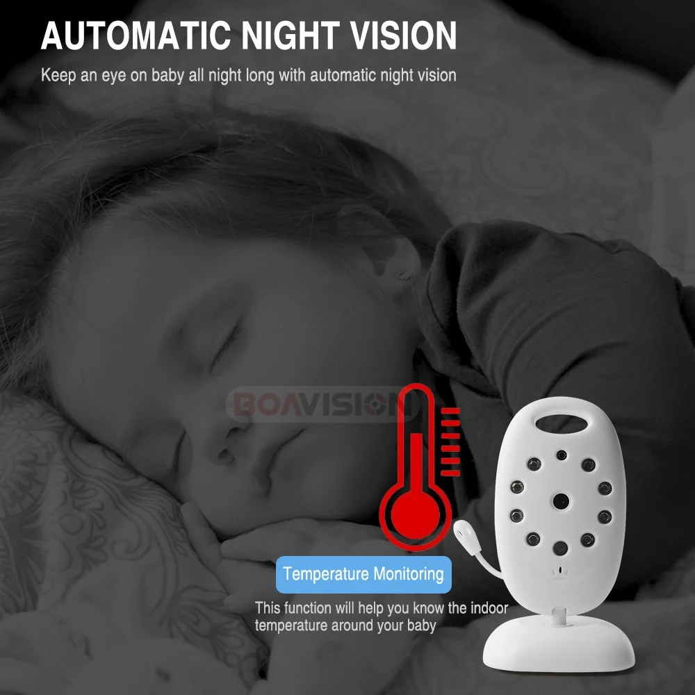 VB601 Video Baby Monitor Wireless 2.0'' LCD Babysitter 2 Way Talk Night Vision Temperature Security