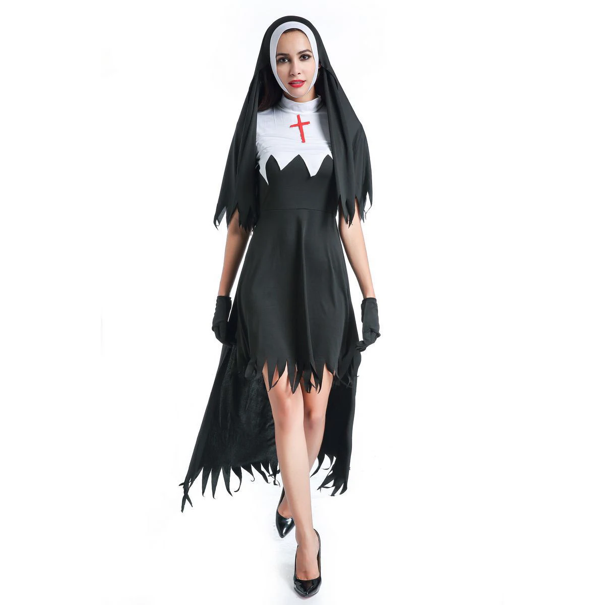 

New Halloween Nun Clorhing Terror Female Cosplay Role-playing Zombie Costumes Carnival Stage Show Dress Scary Party Costume
