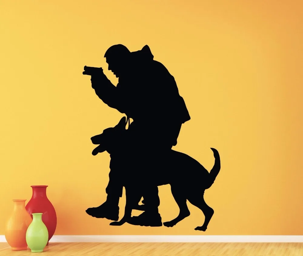 cheap Police Officer K 9 K9 Dog Wall Decal Policeman Vinyl Sticker Home Interior Kids Room Nursery Decor Removable Mural