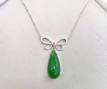 

18K rose gold with diamond inlay and Tianbi jade clavicle chainJ76