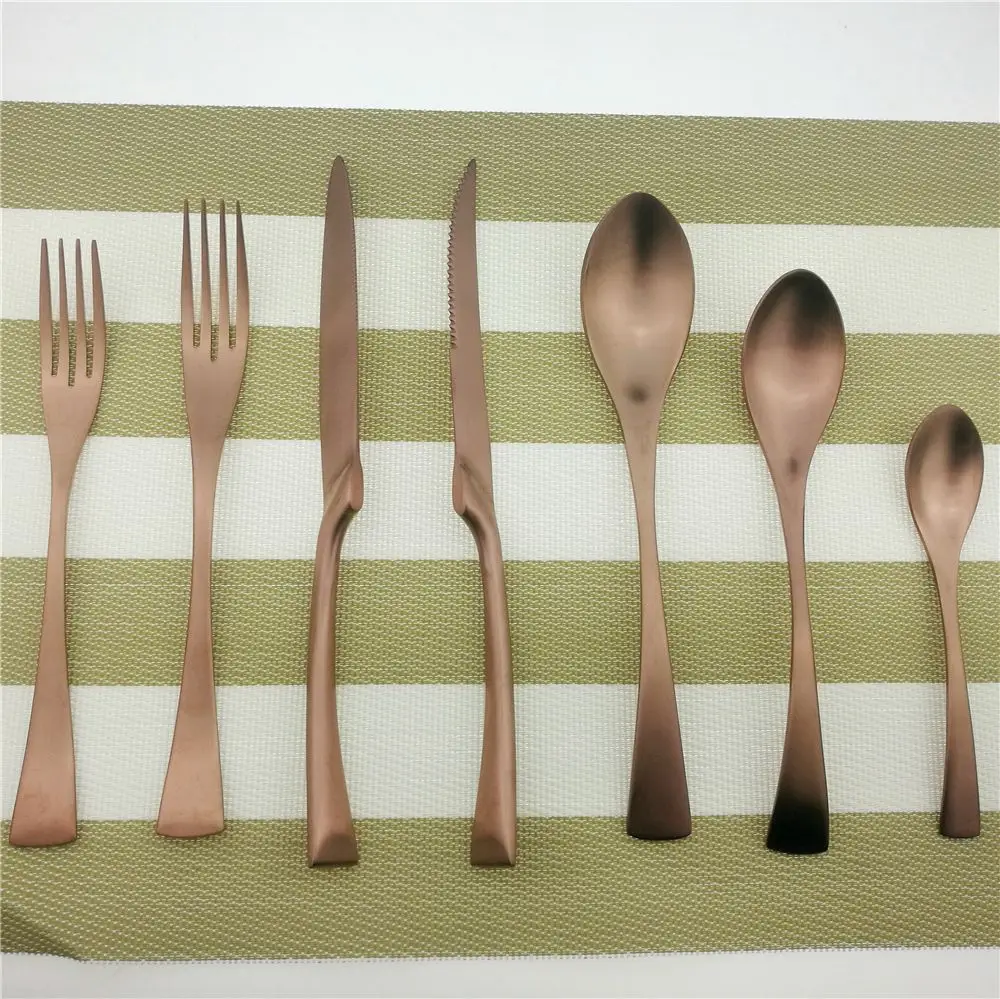 Upscale Favors Rose Gold Matte Cutlery 18/10 Stainless Steel Coffee Tea Fork Dinnerware Steak Knife Tableware Set | Дом и сад