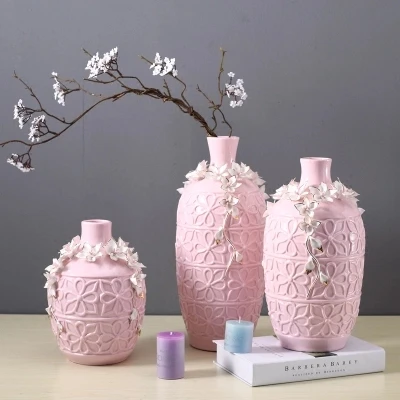 

Creative elegant ceramic vase nordic style modern minimalism pink flower vase home decorations