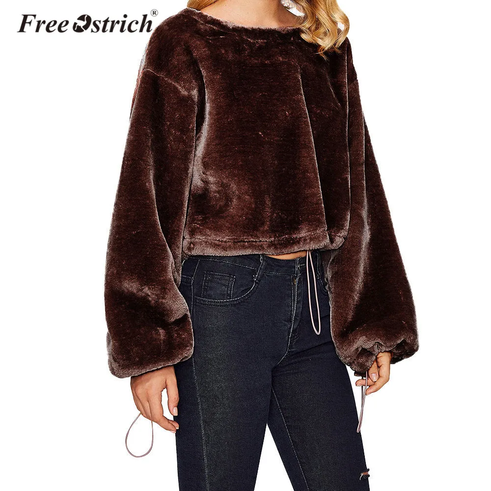 Free Ostrich Sweatshirt Women Winter Blouse Solid