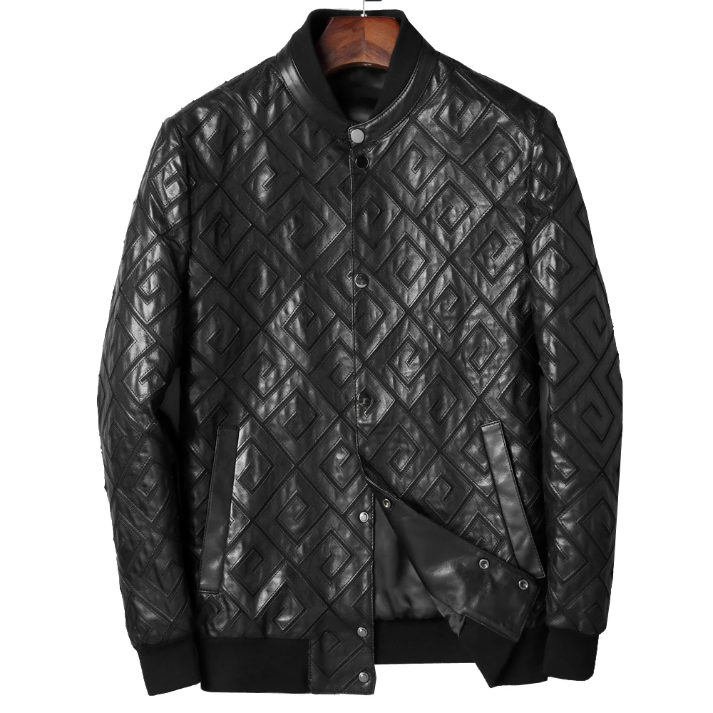 Natural Goat Skin Leather Jacket Men Casual Goat Leather Outwear