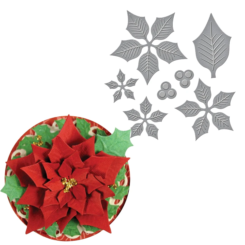 HamyHo изготовление фото скрапбукинга декор поставки слоистых Poinsettia границы металла Вырубные штампы для DIY Поздравительная открытка тиснение