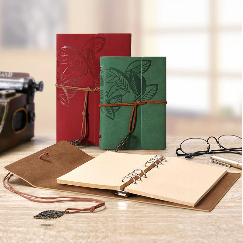 

A6 A7 spiral loose leaf refillable travel journal mini document bag file folder portfolio brief case with bandage ring binder