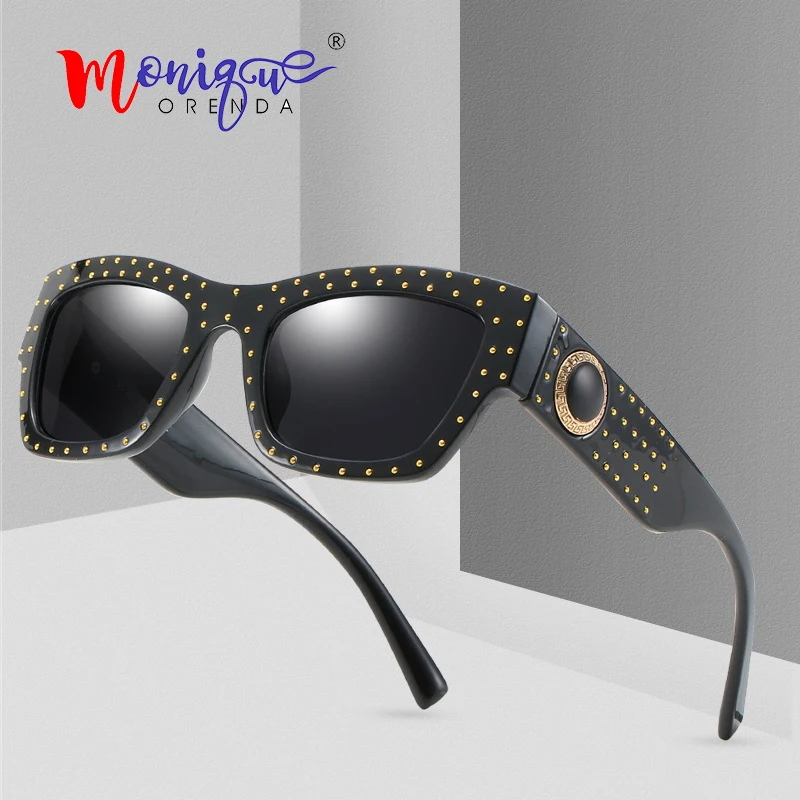 

Classic vintage square sunglasses men retro rivet leopard frame sun glasses women black circle legs ladies shades eyewear oculos