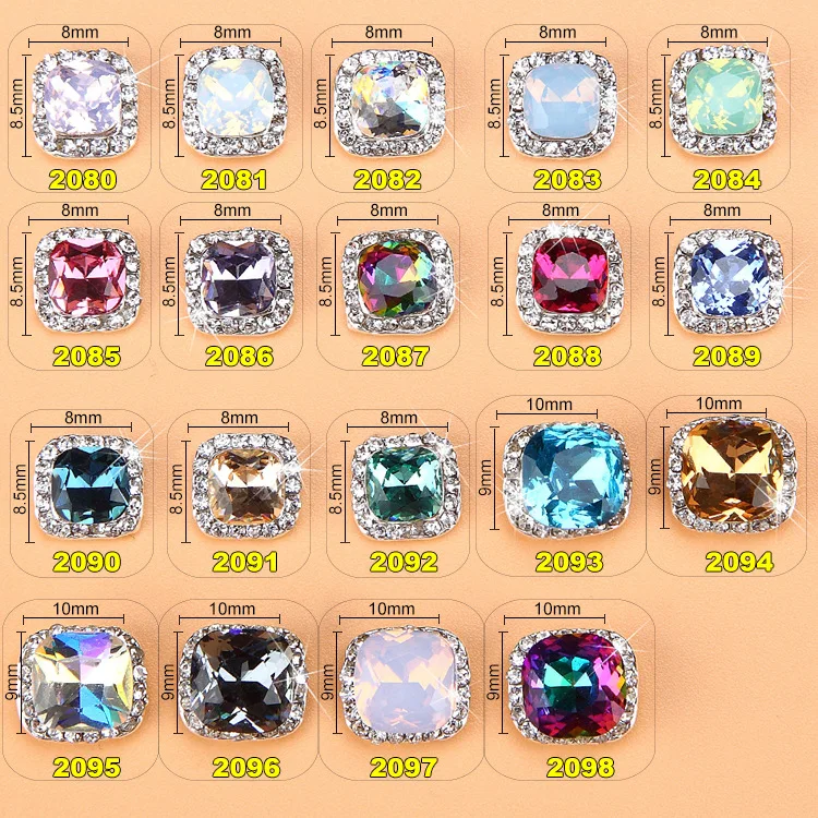D 20pcs 2017 New Color Square Diamond Crystal AB Rhinestones 3d Nail 