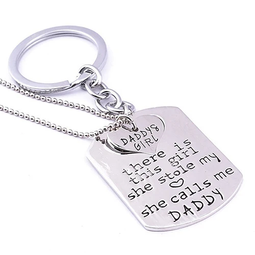 

1 Set Father's Day Gift Daddy Daughter Girl Stole My Heart Necklace + Keychain