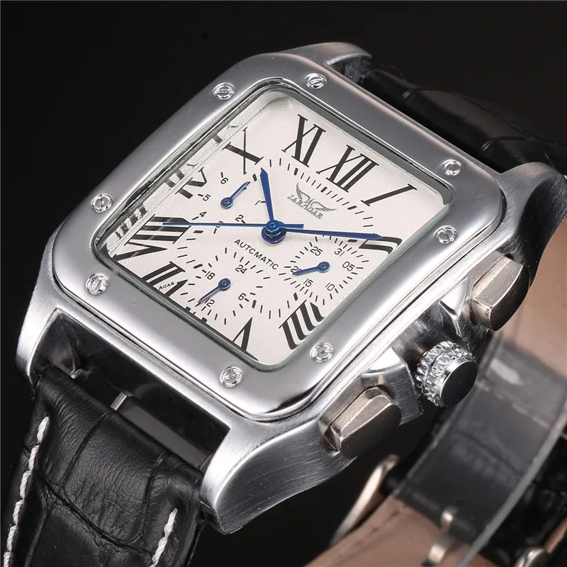 font b JARAGAR b font Brand Male Relogio Square Case Roman Numeral Dial Auto Date