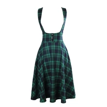 vintage 50s high waist midi swing circle green tartan plaid suspender skirt plus size 4xl falda