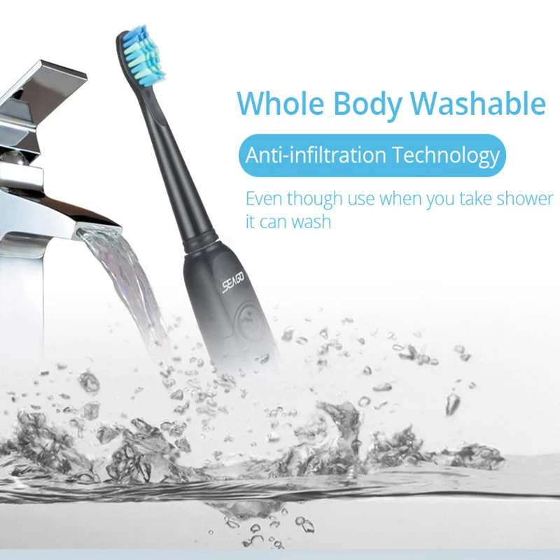 Sonic Electric Toothbrush Rechargeable 5 Modes Oral Clean Soft Bristle Brush Heads