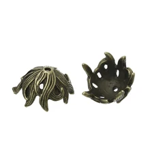 Бусины Из Цинкового металлического сплава, бусины в виде цветов, античная бронза(подходит для бусин 16 мм), 17 мм(5/") x 15 мм(5/8"), 5 шт., новинка