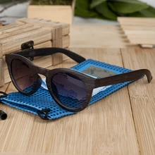 BOBO BIRD Womens Men Plastic Grain Cat Eye Sunglasses Ladies Cheap Summer Beach Sunglasses in Wood Box