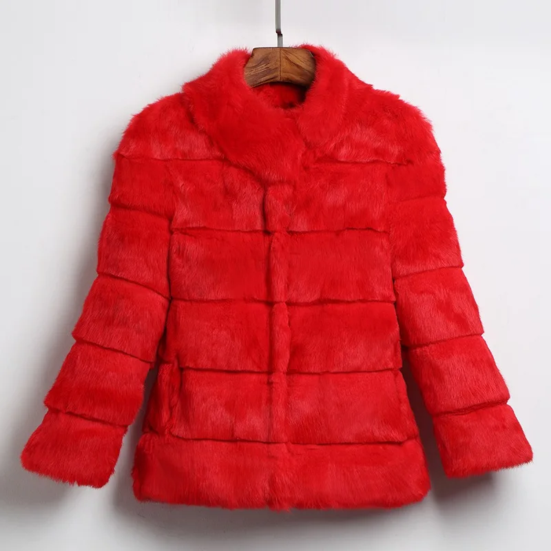 Женская куртка из натурального кроличьего меха TopFurMall короткие пальто на осень и