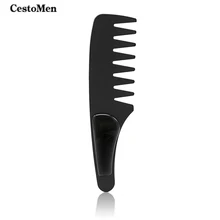 CestoMen High Quality Black Metal Pocket Beard Comb Men Facial Shaping Tools In Wide Teeth Stainless Steel Shaving Combs