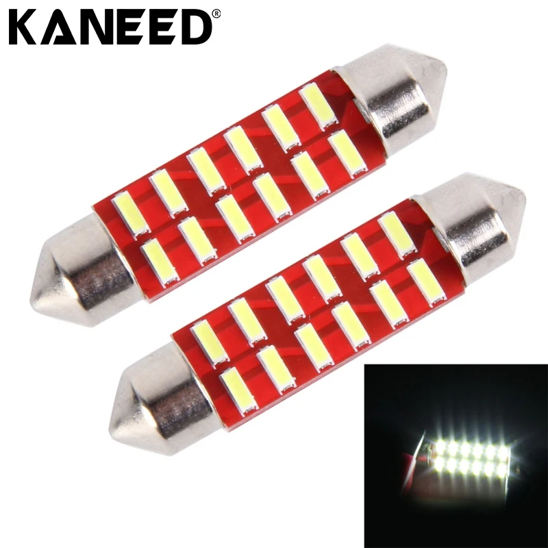 LED Car Dome Light 2 PCS DC 12V 2W 41MM 4014 Bicuspid Port No Decoding