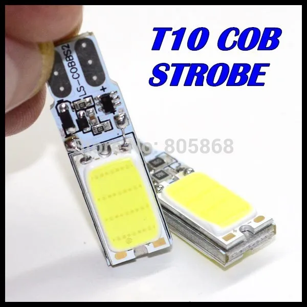 50 шт. t10 автомобильная светодиодная стробоскопическая вспышка 194 W5W cob T10 COB