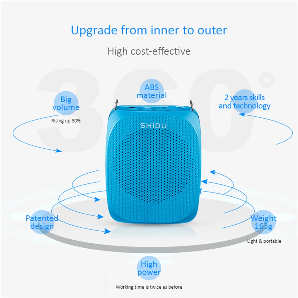 SHIDU проводной мини аудио динамик Портативный голосовой усилитель натуральный стерео звук микрофон Громкий динамик для учителя инструктора S258