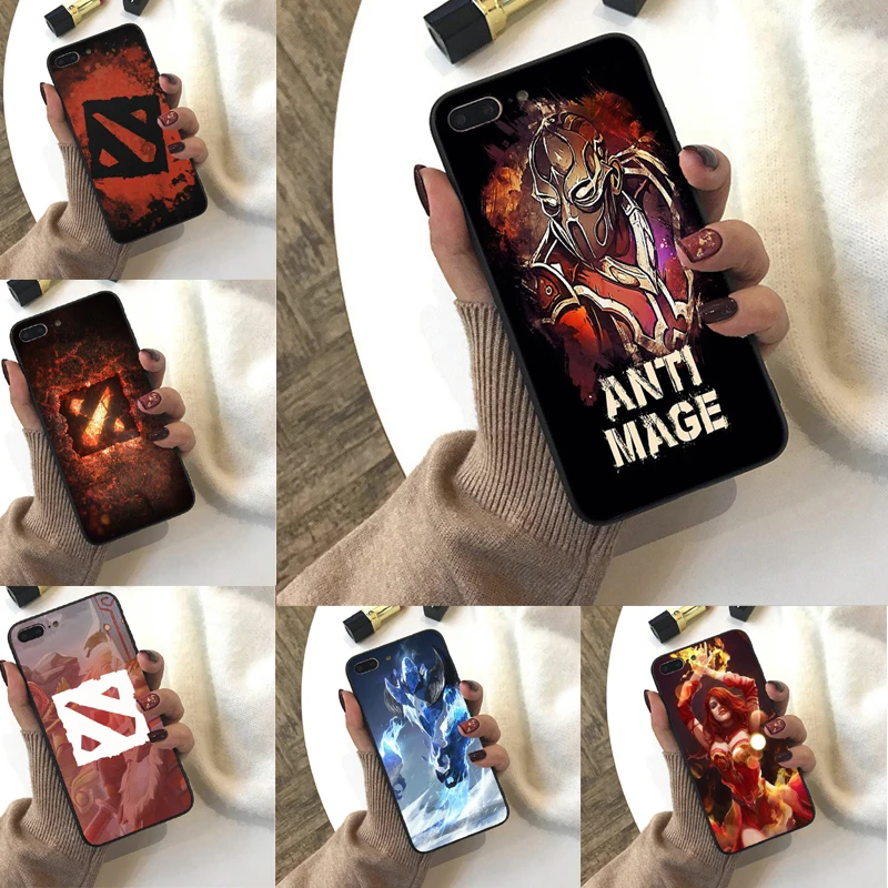 Dota 2 Логотип Черный Мягкий ТПУ силиконовый чехол для iPhone 4S 5C X 10 8 7 6 6S Plus 5 5S SE XS XR