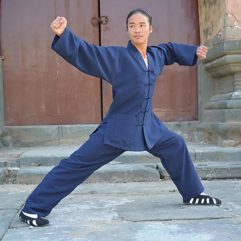 

Chinese Kung Fu Clothes Long sleeve Tai Chi Clothing Men wushu suit Martial Arts Uniforms Wudang KungFu Set 2Colors Size XS-3XL