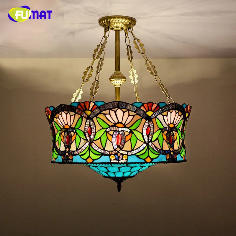 Tiffany Stained Glass Lamp Vintage European Style BAR Restaurant Suspension Lamp Dining Room Hotel Project Lights