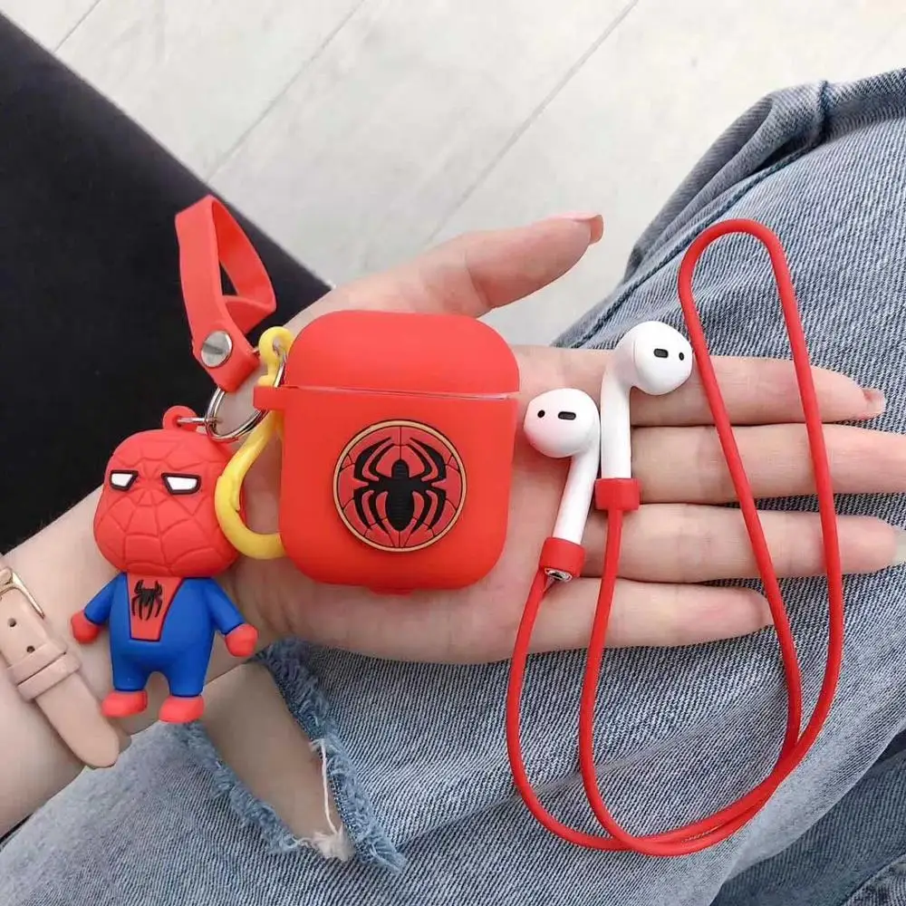 LOVERONY мультфильм Marvel Bluetooth наушники силиконовый чехол для Apple AirPods 2 1 гарнитура Защитная крышка милые Air pods зарядная коробка - Цвет: MW-C