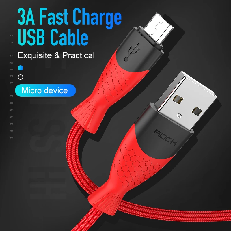 روك 3A المصغّر usb كابل شحن سريع لل Xiaomi Redmi ملاحظة 5 برو شاحن هاتف محمول يعمل بنظام تشغيل أندرويد كابل بيانات لسامسونج S7 شاحن الحبل