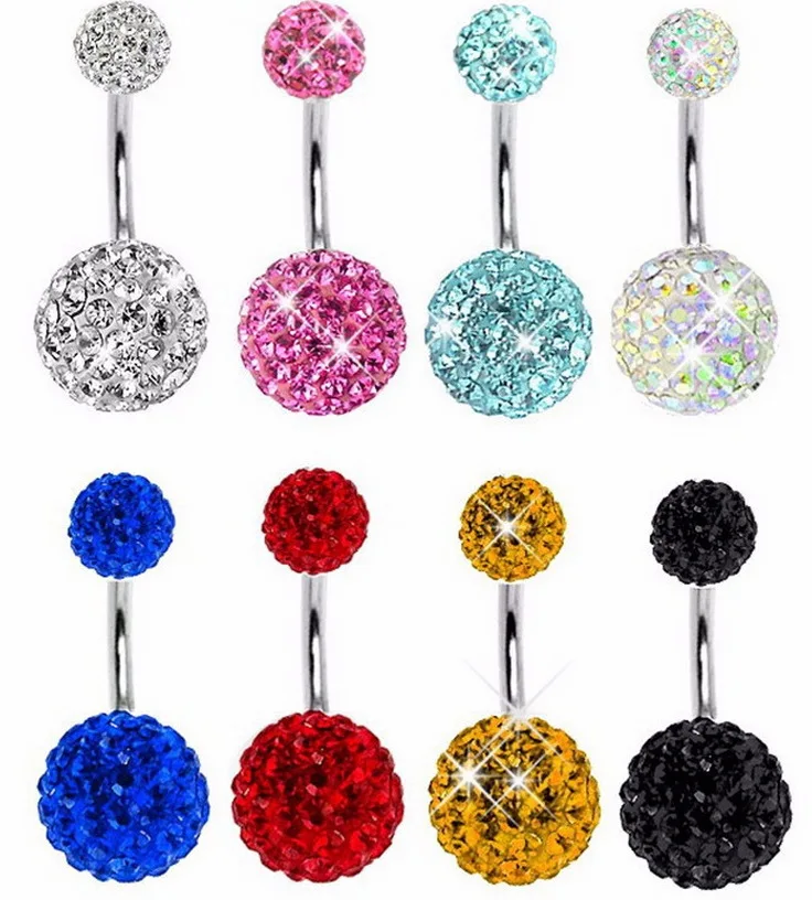 2017 Trendy Navel Piercing Jewelry Sexy Crystal Disco Stainless Steel