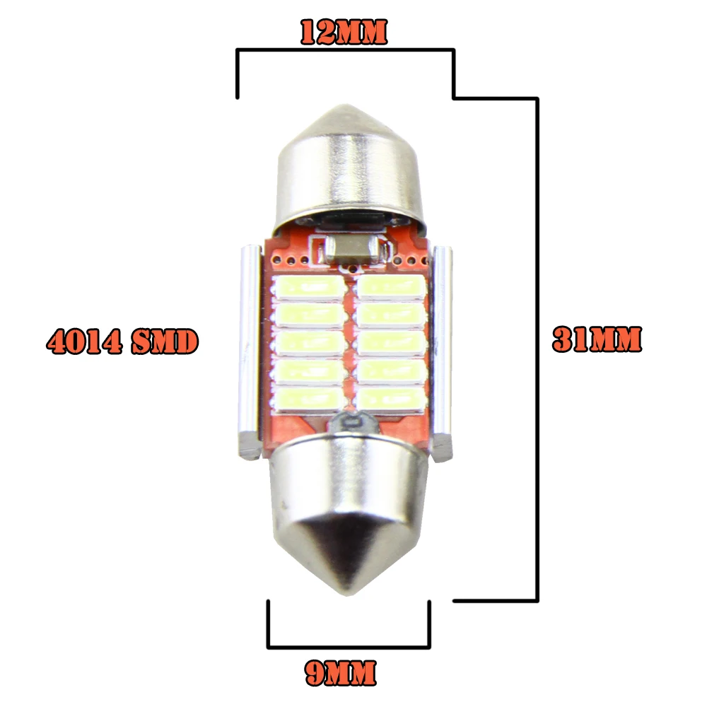 Сменная лампочка Festoon C5W 12 SMD LED 31 мм 36 39 41 4014SMD автомобильный внутренний купол лампа
