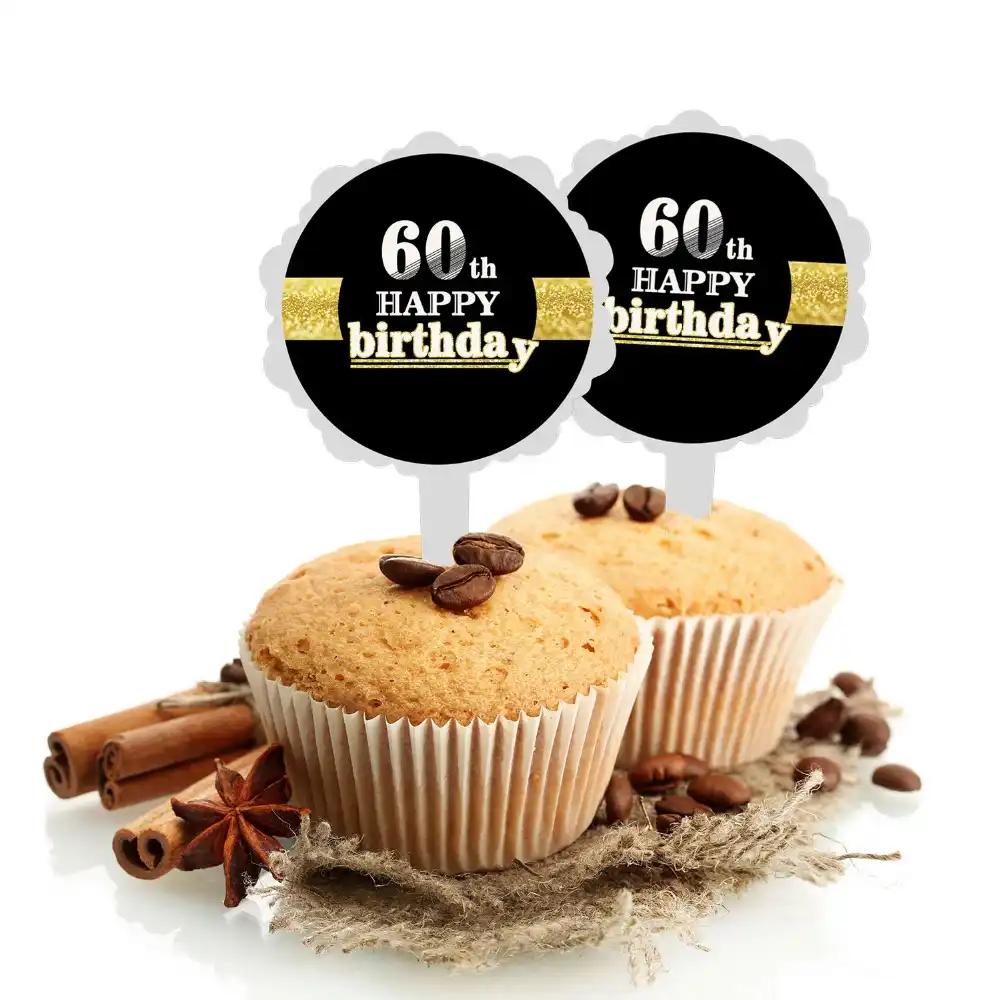 6 Pieces Or Noir 18 21 30 40 50 60 Ans Gateau Topper Pour Anniversaire Fete D Anniversaire Fournitures Dessert Table Gateau Decoration Aliexpress