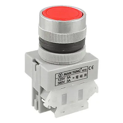 

Red Round Flat Signal Cap Momentary Push Button Switch 1 NC 2 Screw Terminals