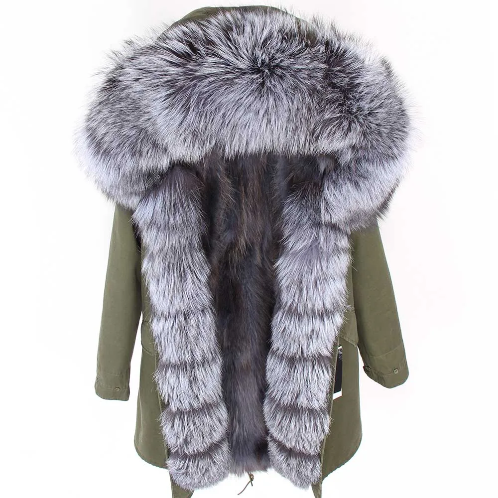 Maomaokong, натуральный мех енота, куртка, пальто, большой Лисий мех, воротник, черный, серый, парка, плотное теплое пальто