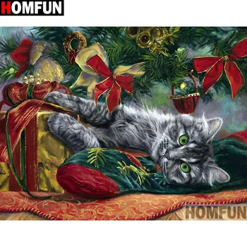 

HOMFUN Full Square/Round Drill 5D DIY Diamond Painting "Animal cat" 3D Embroidery Cross Stitch 5D Home Decor A13344