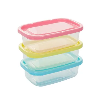 

4pcs 200ml Mini Plastic Crisper Rectangular Food Container Kitchen Sealed Box Food Containers for Refrigerator Microwave Oven