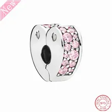 Новые розовые дужки любви клип бусины для самостоятельного изготовления ювелирных изделий Fit PANDORA Подвески Серебро 925 идеально на браслетах CL047A