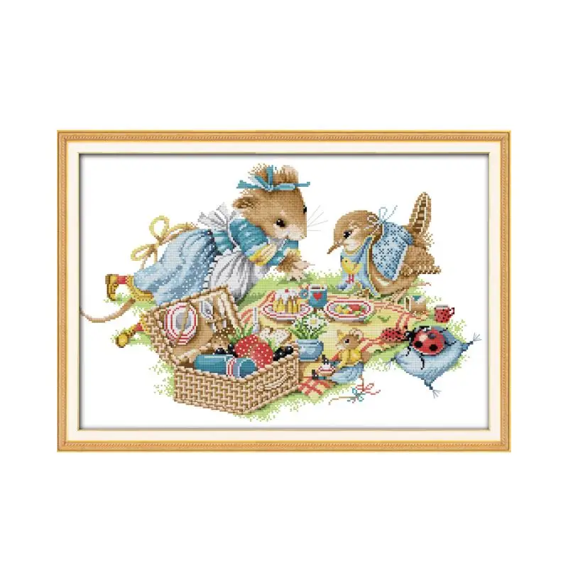 

Mouse owl birthday party, dmc embroidery material package sewing decorative gifts paintings cross stitch animal pictures