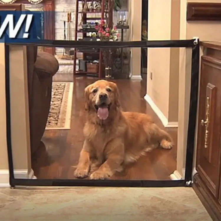 

Dropshipping 2018 Dog Gate The Ingenious Mesh Pet Gate For Dogs Safe Guard and Install Pet Dog Safety Enclosure Dog Fences