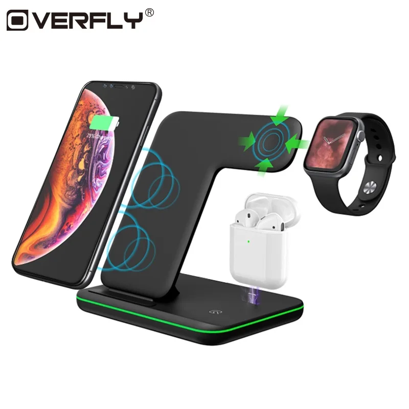 

3 in 1 wireless Charging Stand for Apple Watch For AirPods Charging Station Qi 15W Wireless Fast Charger for iPhone X / 8 8plus