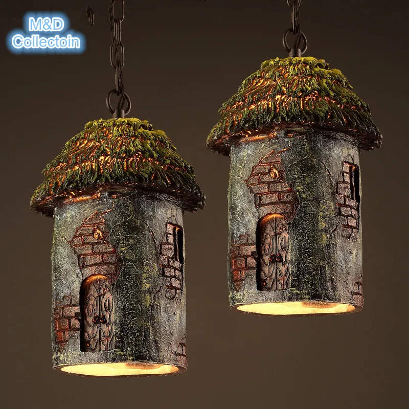 

Resin tree house design Retro Creative Resin Vintage Chandelier lamp antique Loft Restaurant Bedroom Diningroom Pendant Lamp