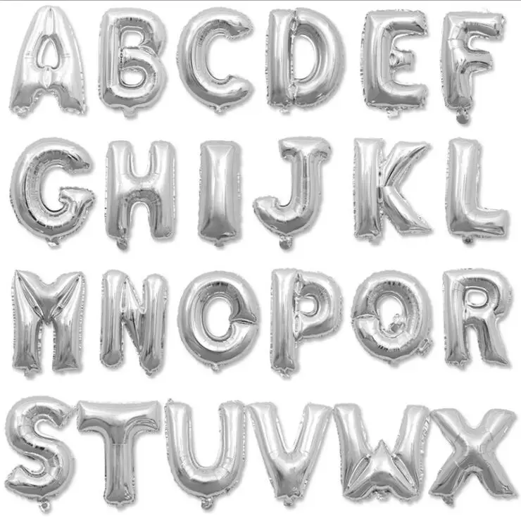 

16 Inch Silver Alphabet Letters Balloons Birthday Party Decorations Kids Foil Balloon New Year Party Wedding Decoration Balloon