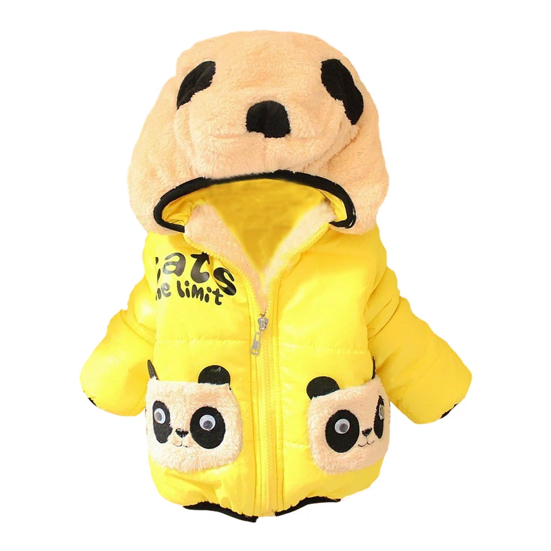 

Retail New 2016 children's outerwear girls hoodies jackets with thick cotton-padded clothes boy's winter panda coat free ship