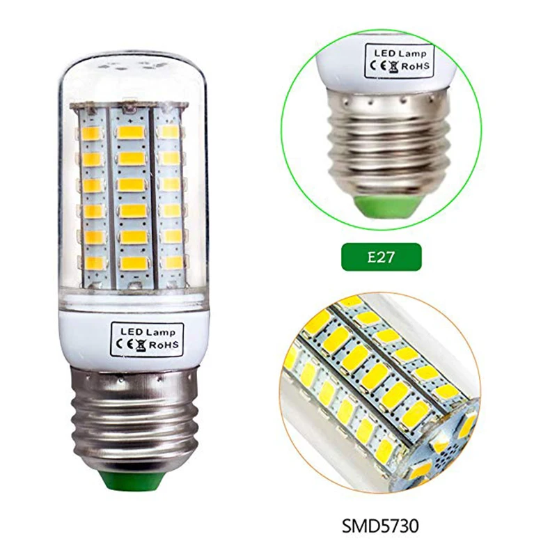 HKZZI E27 светодиодный светильник E14 лампы SMD5730 220V Светодиодная лампа кукуруза 24 69 72