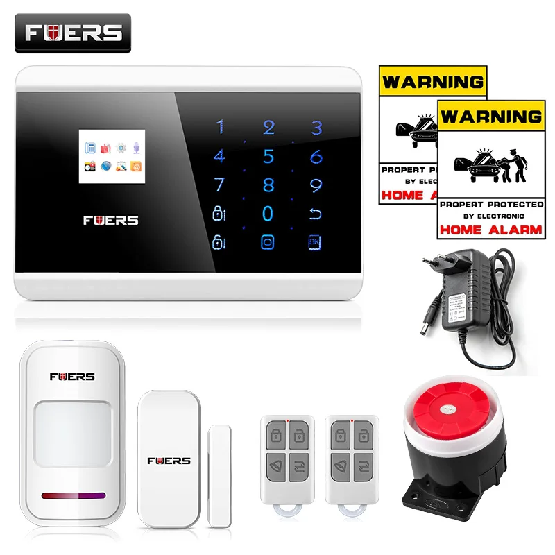 

Fuers English/Spanish/Russian Voice Wireless Touch Keypad LCD Display GSM PSTN Home Security Android APP Control Alarm System
