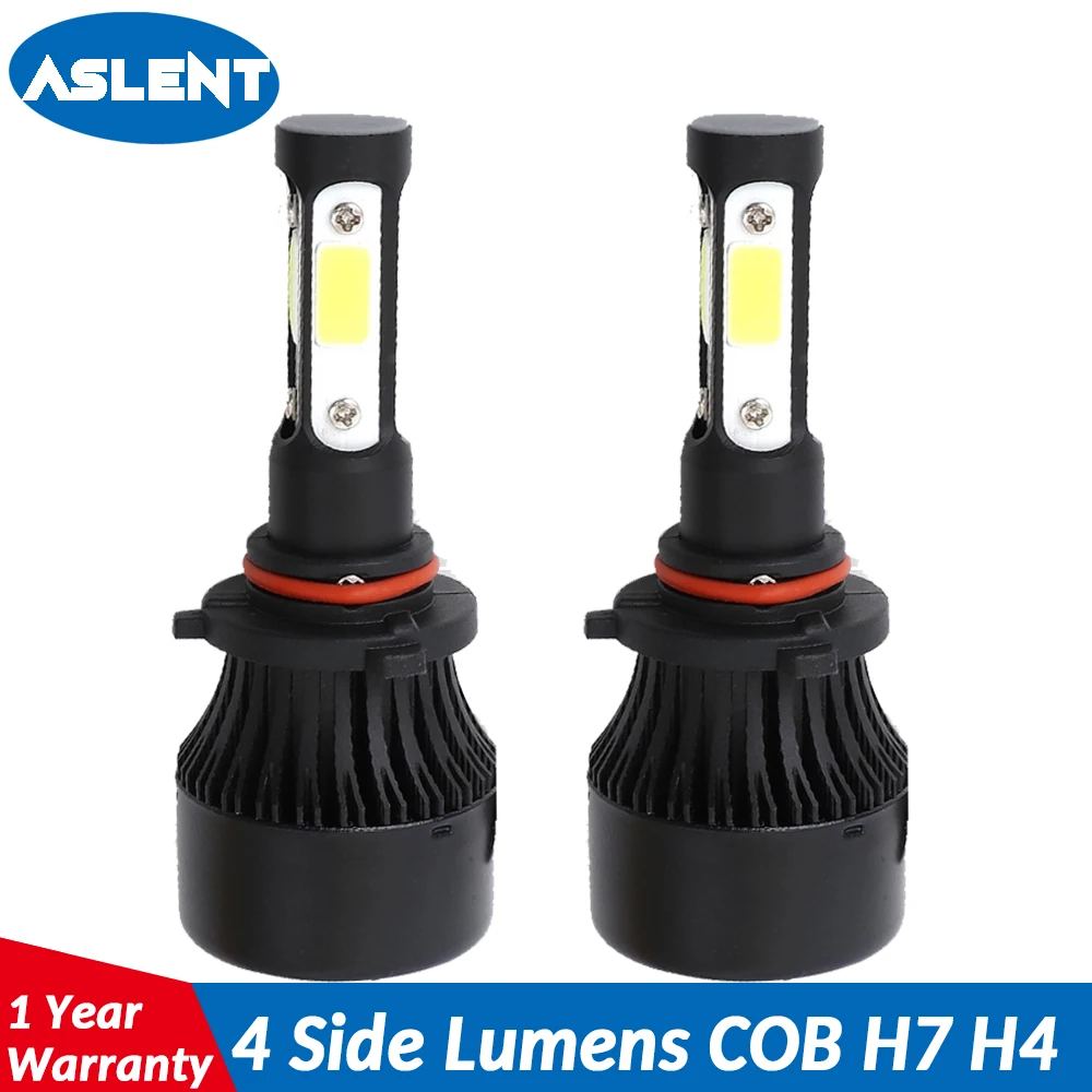 

ASLENT New 4 Side Lumens COB 100W 12000lm H4 H7 H11 9005 9006 9007 9004 9012 Car LED Headlight Bulbs Auto Led Headlamp Light 12v