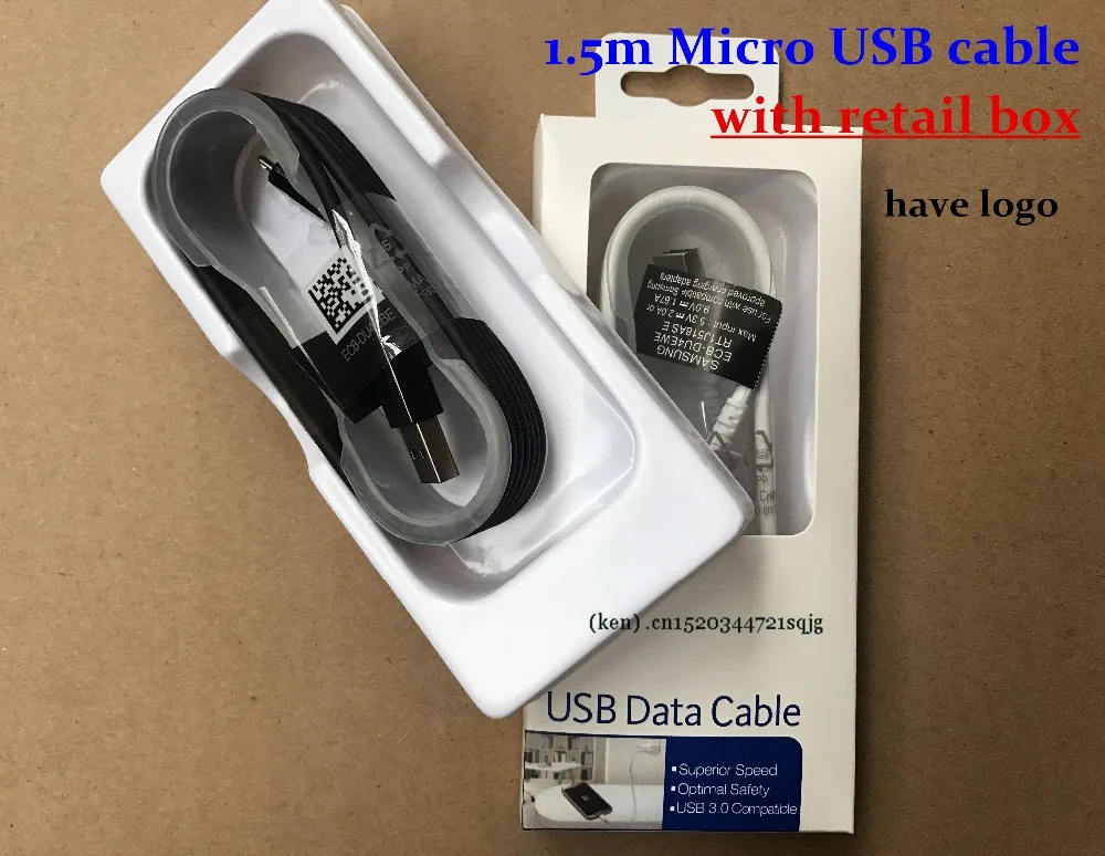 

DHL 50Pcs/set 100% Genuine Original 1.5M Note 4 Micro USB Data Sync Charger Cable for Samsung Note4 Edge S6 S7 With Retail box