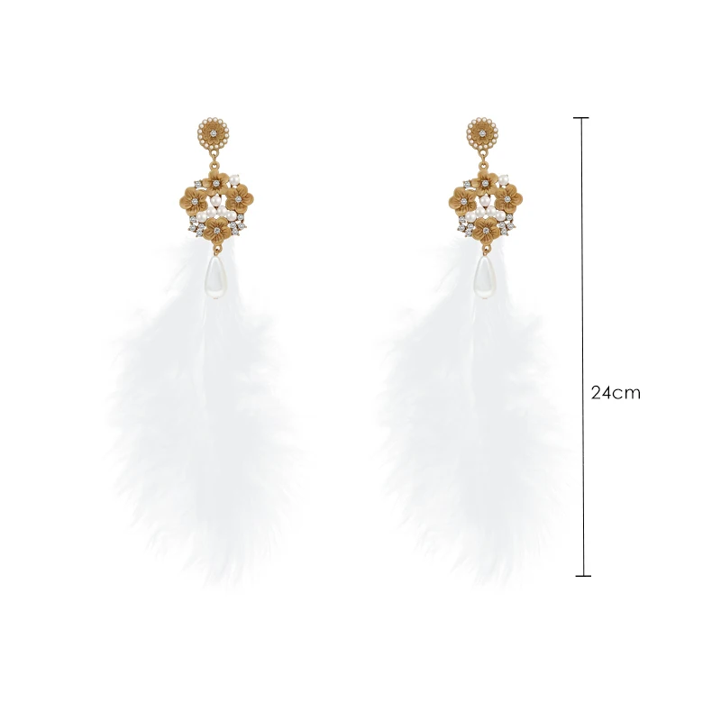 

Bohemian feather earrings long tassel earrings female exaggerated temperament seaside
