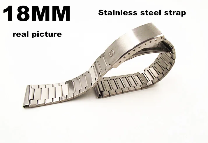 

new arrived - High quality 1PCS 18mm stainless steel strap watch band watch strap silvery color- 090601
