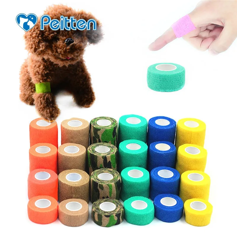 

Random Color Breathable Elastic Pet Bandage Vet Cohesive Bandage dog Injury Medicine Bandage Size S/M/L/XL 1pcs Drop Shipping
